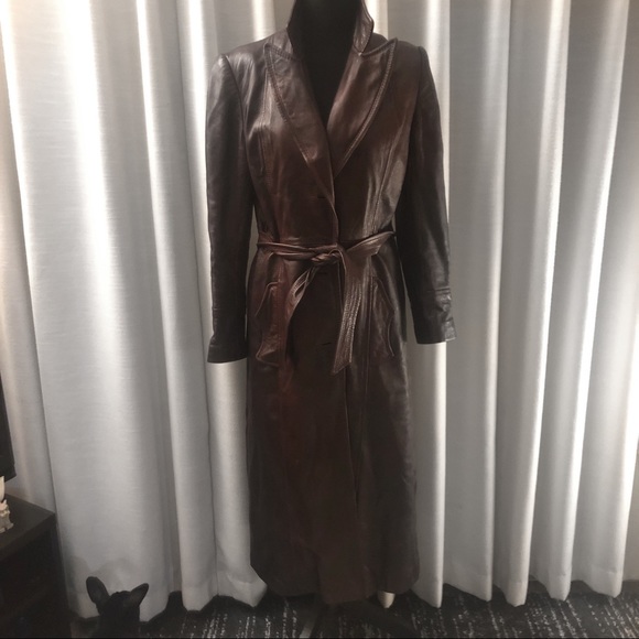 Vintage Jackets & Blazers - Regency Vintage Brown Long Leather Jacket